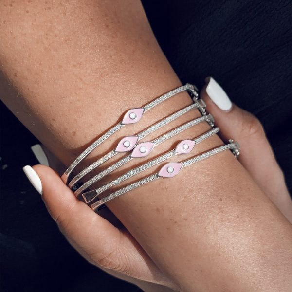 צמיד כסף קשיח עין ורודה