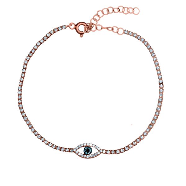 צמיד רוז גולד עין משובצת