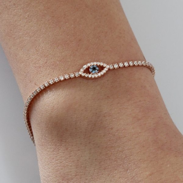 צמיד רוז גולד עין משובצת