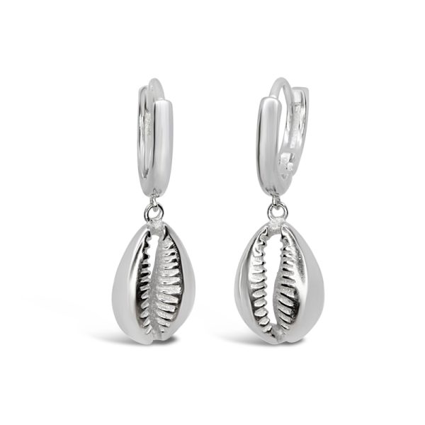 זוג עגילי כסף חישוק צדף