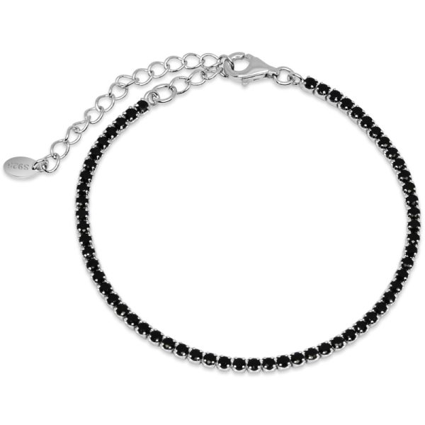 צמיד כסף זירקונים שחורים